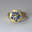 Ring with blue crystal flower in vintage gold