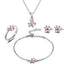 Rose Gold Paw Jewelry Set – 4 Pieces with Zirconia Heart (Ring, Necklace, Earrings, Bracelet)