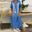 Lea | Long Denim-Look Dress with Side Slit