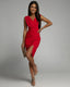 Lina | Fitted Dress with V-Neckline and Slit