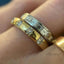 Double Crystal Ring in Gold and Vintage Silver