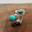 Adjustable ring with double turquoise setting