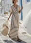 Elegant cross-neck linen dress