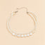 White Stone and Pearl Necklace in Gold