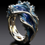 Vintage Golden Color Ocean Waves Ring
