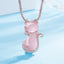 Pink stone lovely cat necklace with zircon